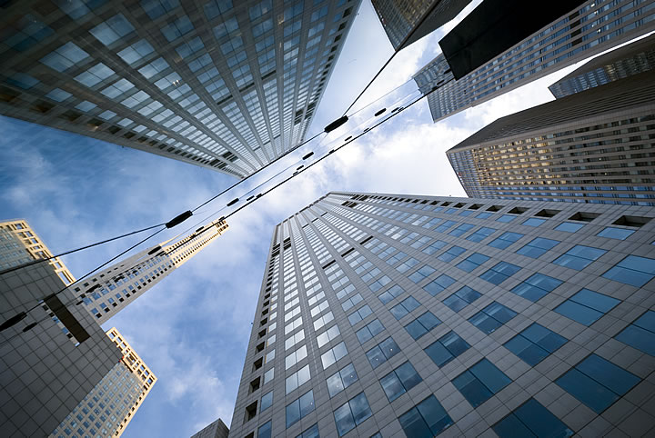 Corporate skyscraper office buildings